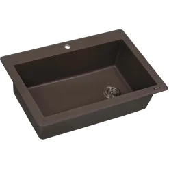 Ruvati epiGranite 33" Drop-in Topmount Granite Composite Kitchen Sink, Espresso / Coffee Brown, RVG1033ES