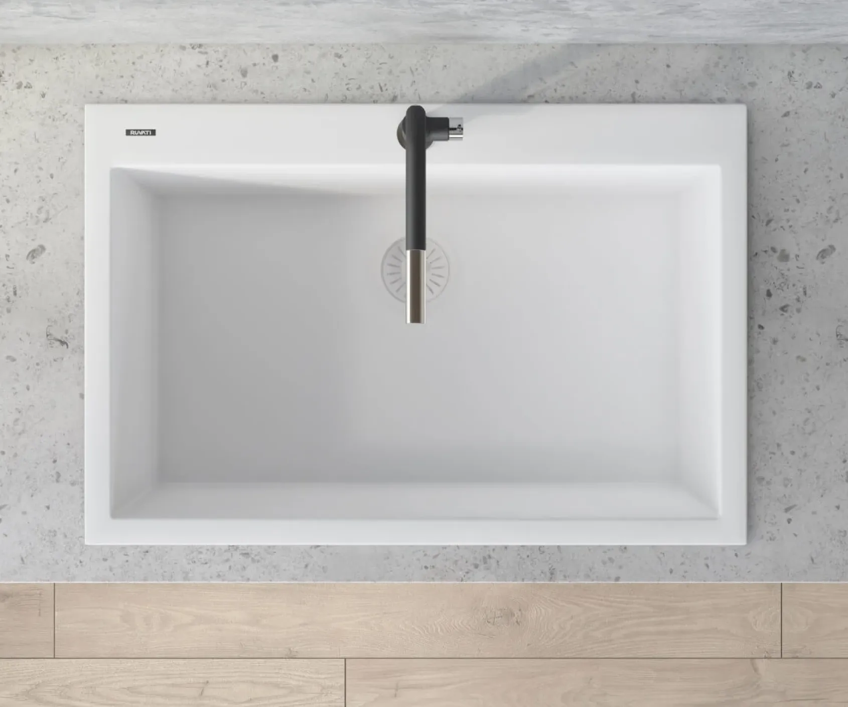 Ruvati epiGranite 33" Drop-in Topmount Granite Composite Kitchen Sink, Arctic White, RVG1080WH