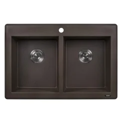 Ruvati epiGranite 33" Dual-Mount Granite Composite Kitchen Sink, 50/50 Double Bowl, Espresso / Coffee Brown, RVG1388ES