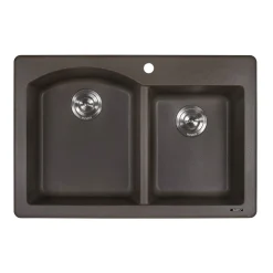 Ruvati epiGranite 33" Dual-Mount Granite Composite Kitchen Sink, 55/45 Double Bowl, Espresso / Coffee Brown, RVG1344ES