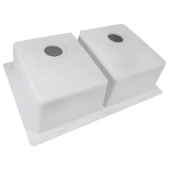 Ruvati epiGranite 33" Dual-Mount Granite Composite Kitchen Sink, 50/50 Double Bowl, Arctic White, RVG1388WH