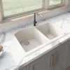 Ruvati epiGranite 33" Dual-Mount Granite Composite Kitchen Sink, 55/45 Double Bowl, Caribbean Sand, RVG1344CS