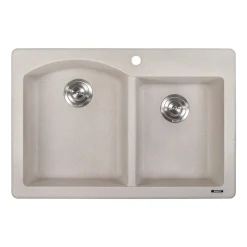 Ruvati epiGranite 33" Dual-Mount Granite Composite Kitchen Sink, 55/45 Double Bowl, Caribbean Sand, RVG1344CS