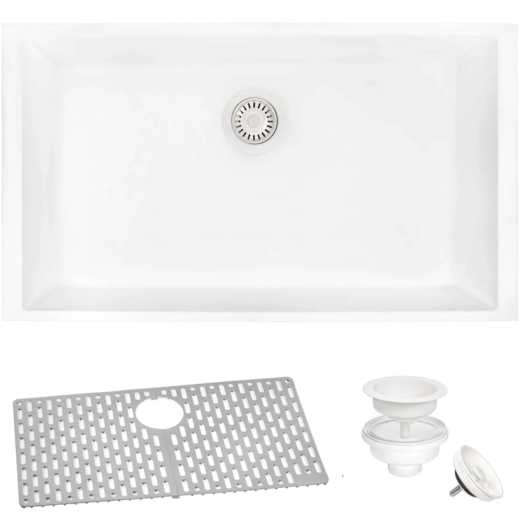 Ruvati epiGranite 33" Undermount Granite Composite Kitchen Sink, Arctic White, RVG2080WH