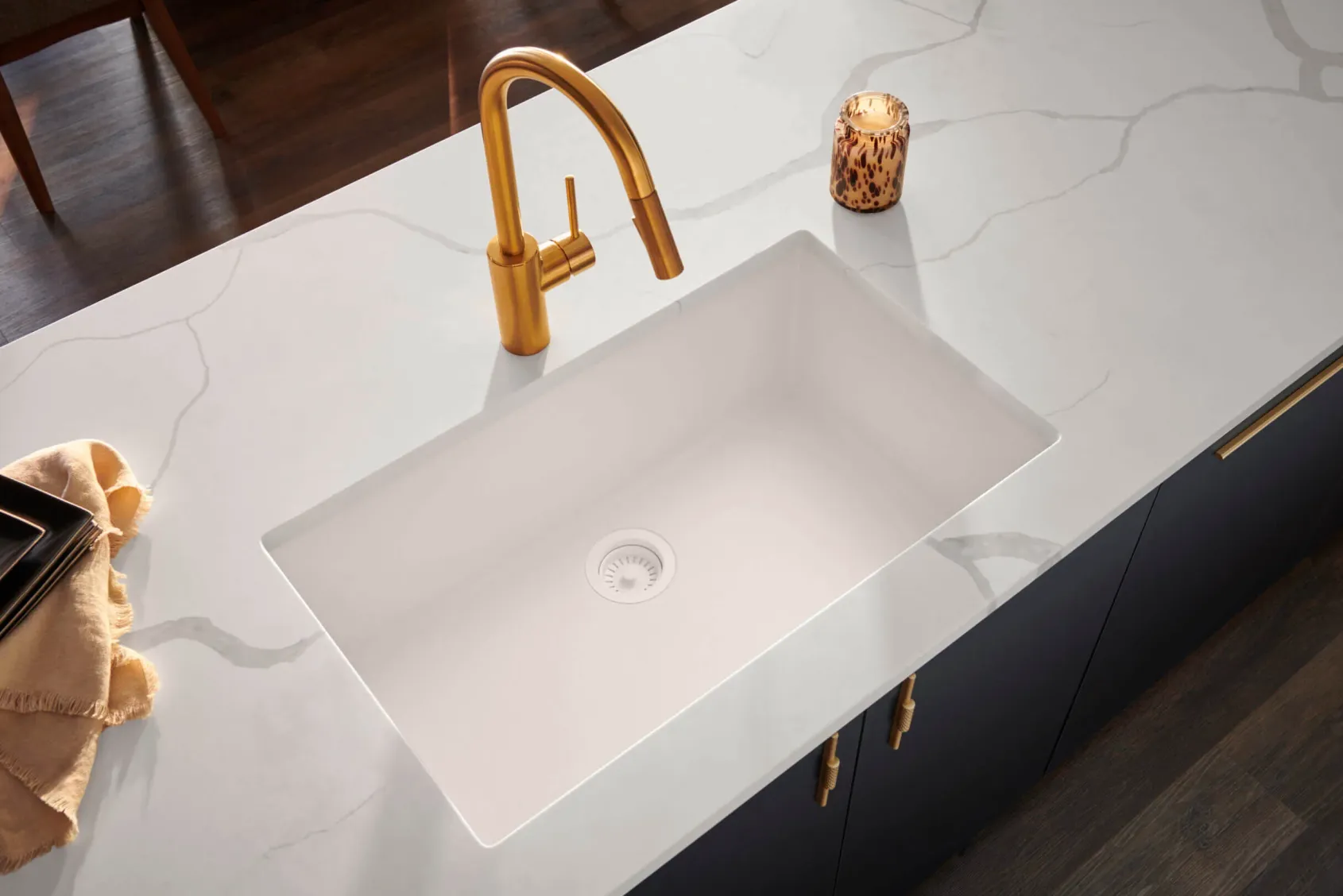 Ruvati epiGranite 33" Undermount Granite Composite Kitchen Sink, Arctic White, RVG2080WH