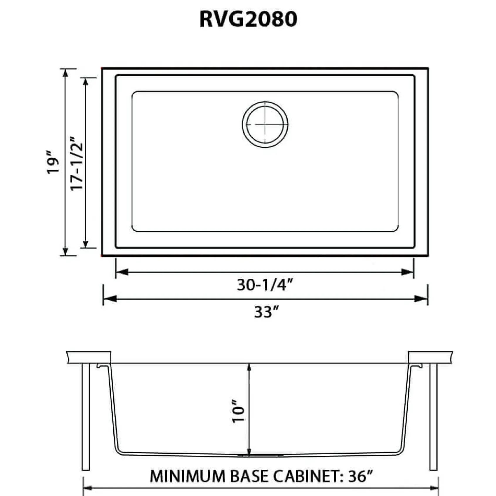 Ruvati epiGranite 33" Undermount Granite Composite Kitchen Sink, Arctic White, RVG2080WH