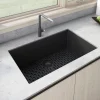 Ruvati epiGranite 30" Undermount Granite Composite Kitchen Sink, Midnight Black, RVG2030BK