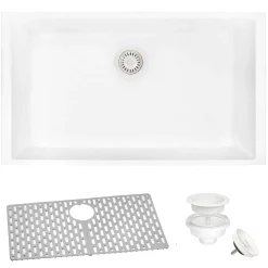 Ruvati epiGranite 30" Undermount Granite Composite Kitchen Sink, Arctic White, RVG2030WH