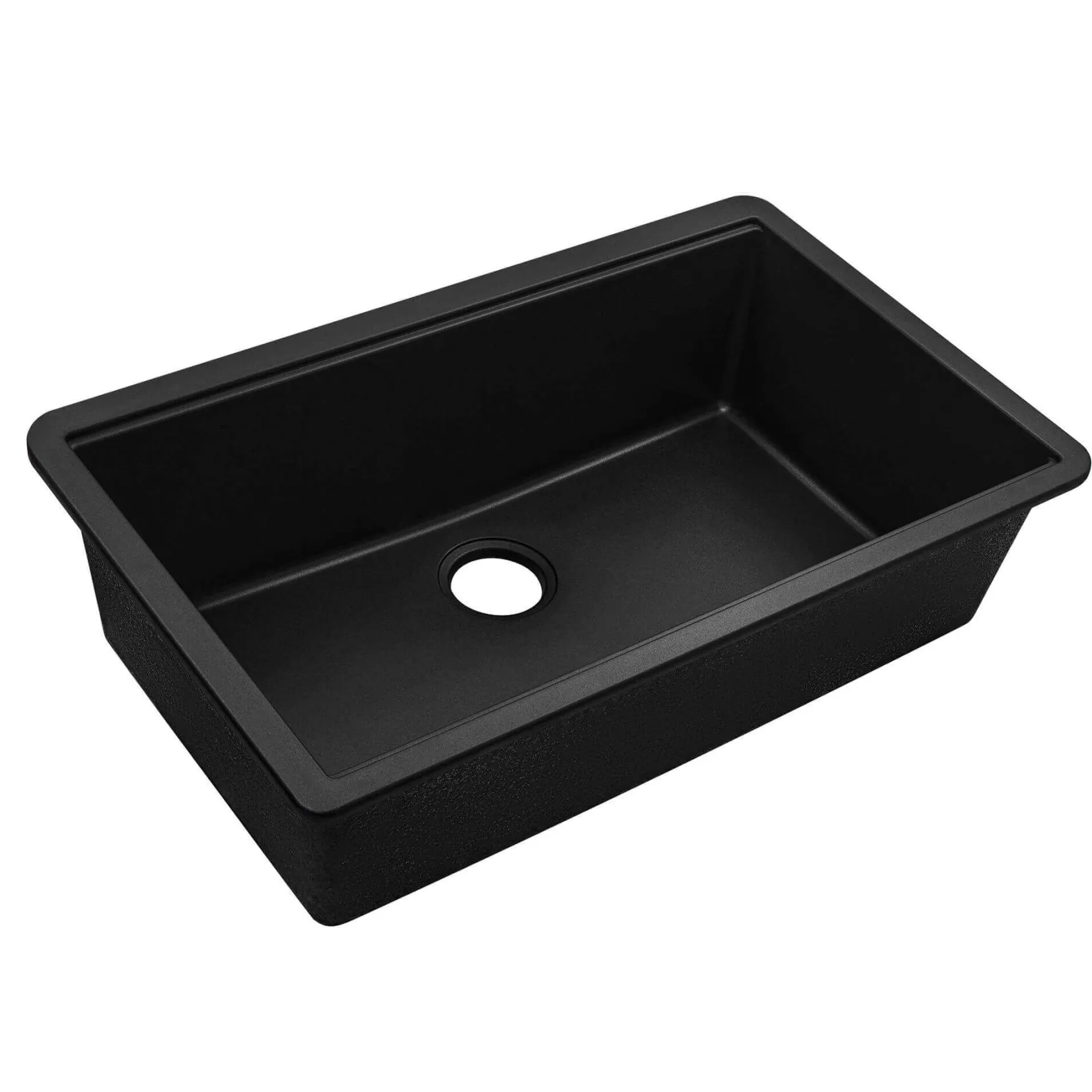 Ruvati epiGranite 33" Undermount Granite Composite Workstation Kitchen Sink, Midnight Black, RVG2083BK