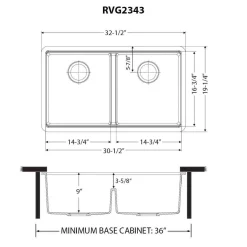 Ruvati epiGranite 33" Undermount Granite Composite Workstation Kitchen Sink, 50/50 Double Bowl, Arctic White Matte, RVG2343WH