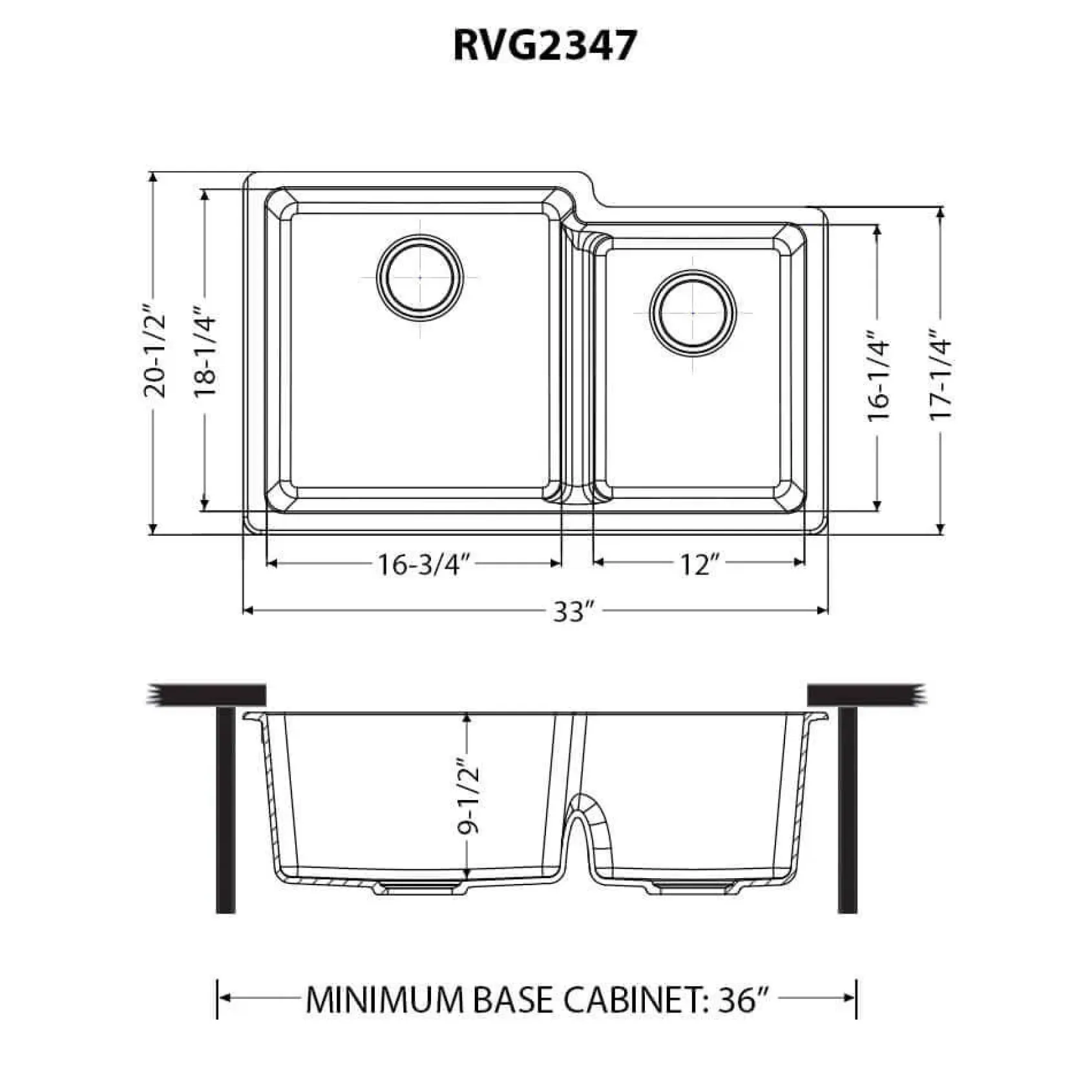 Ruvati epiGranite 33" Undermount Granite Composite Workstation Kitchen Sink, 60/40 Double Bowl, Arctic White Matte, RVG2347WH