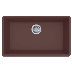 Ruvati epiGranite 33 x 19 inch Granite Composite Undermount Single Bowl Kitchen Sink, Espresso Brown, RVG2080ES