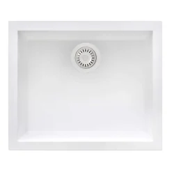 Ruvati epiGranite 23 x 17 inch Granite Composite Undermount Single Bowl Kitchen Sink, Arctic White, RVG2023WH