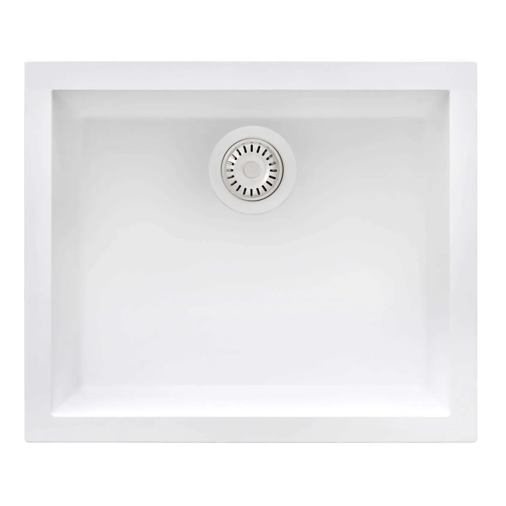 Ruvati epiGranite 23 x 17 inch Granite Composite Undermount Single Bowl Kitchen Sink, Arctic White, RVG2023WH