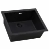 Ruvati epiGranite 23 x 17 inch Granite Composite Undermount Single Bowl Kitchen Sink, Midnight Black, RVG2023BK
