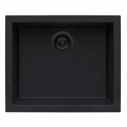 Ruvati epiGranite 23 x 17 inch Granite Composite Undermount Single Bowl Kitchen Sink, Midnight Black, RVG2023BK