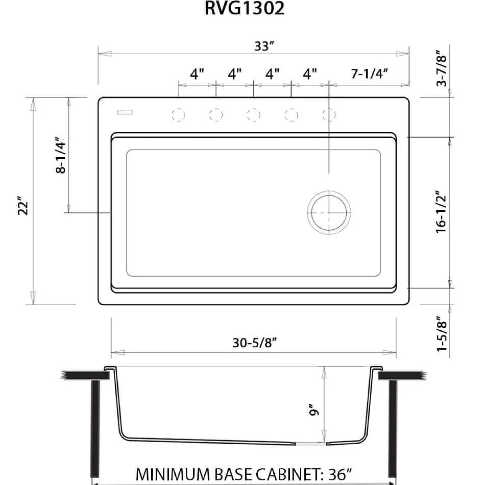 Ruvati epiStage 33" Drop-in Topmount Granite Composite Workstation Kitchen Sink, Arctic White, RVG1302WH