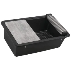 Ruvati epiStage 30" Granite Composite Workstation Kitchen Sink, Midnight Black, RVG2310BK