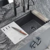 Ruvati epiStage 33" Undermount Granite Composite Workstation Kitchen Sink, Midnight Black, RVG2302BK