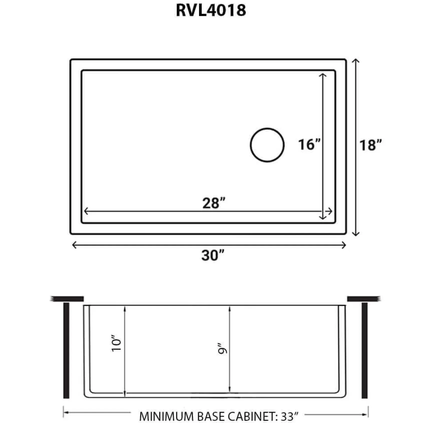 Ruvati Fiamma 30" Fireclay Farmhouse Sink, Matte Black and Brushed Gold, RVL4018GRG