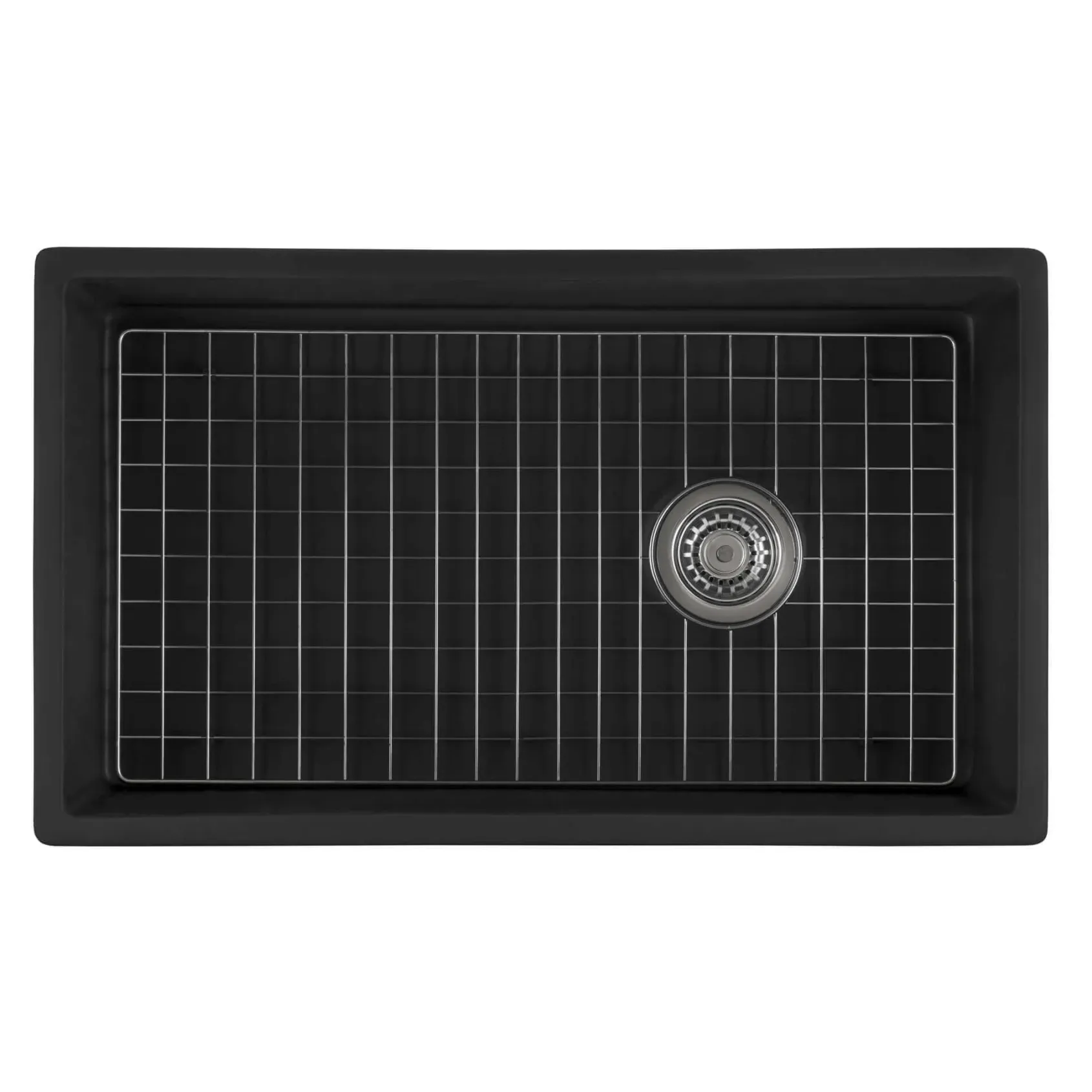 Ruvati Fiamma 30" Fireclay Offset Drain Farmhouse Sink, Matte Black, RVL4018MBK