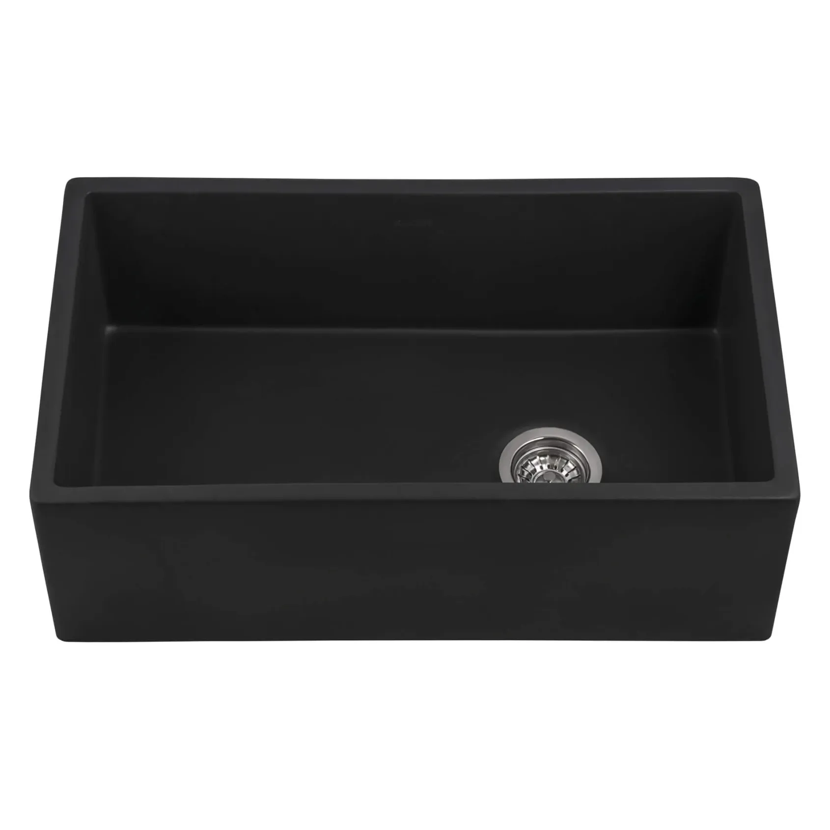 Ruvati Fiamma 30" Fireclay Offset Drain Farmhouse Sink, Matte Black, RVL4018MBK
