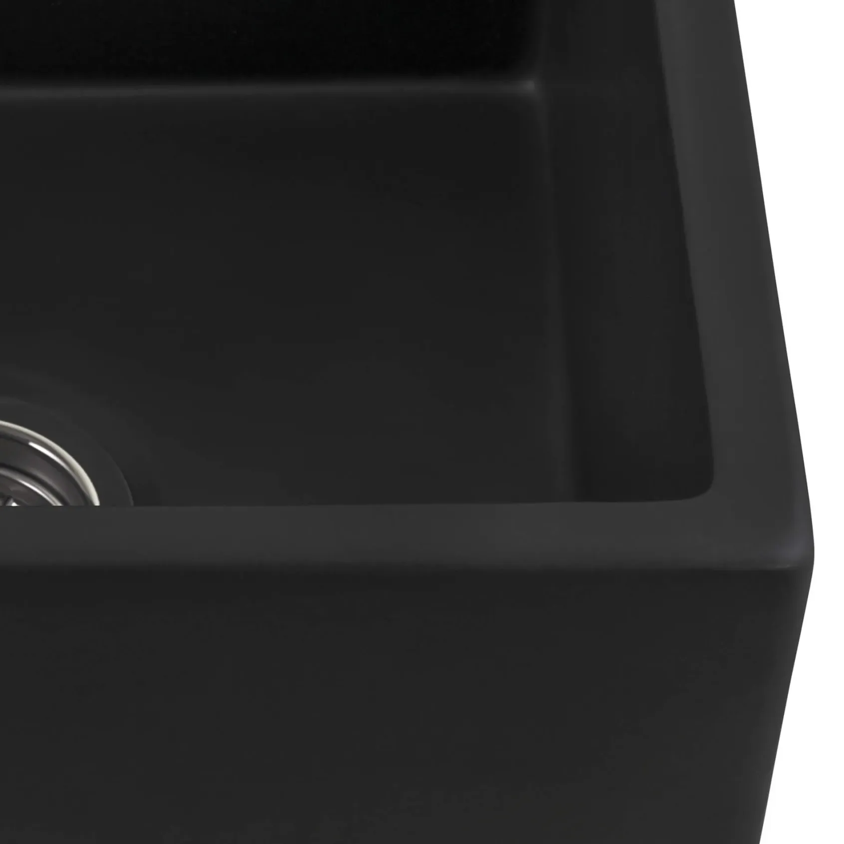 Ruvati Fiamma 30" Fireclay Offset Drain Farmhouse Sink, Matte Black, RVL4018MBK