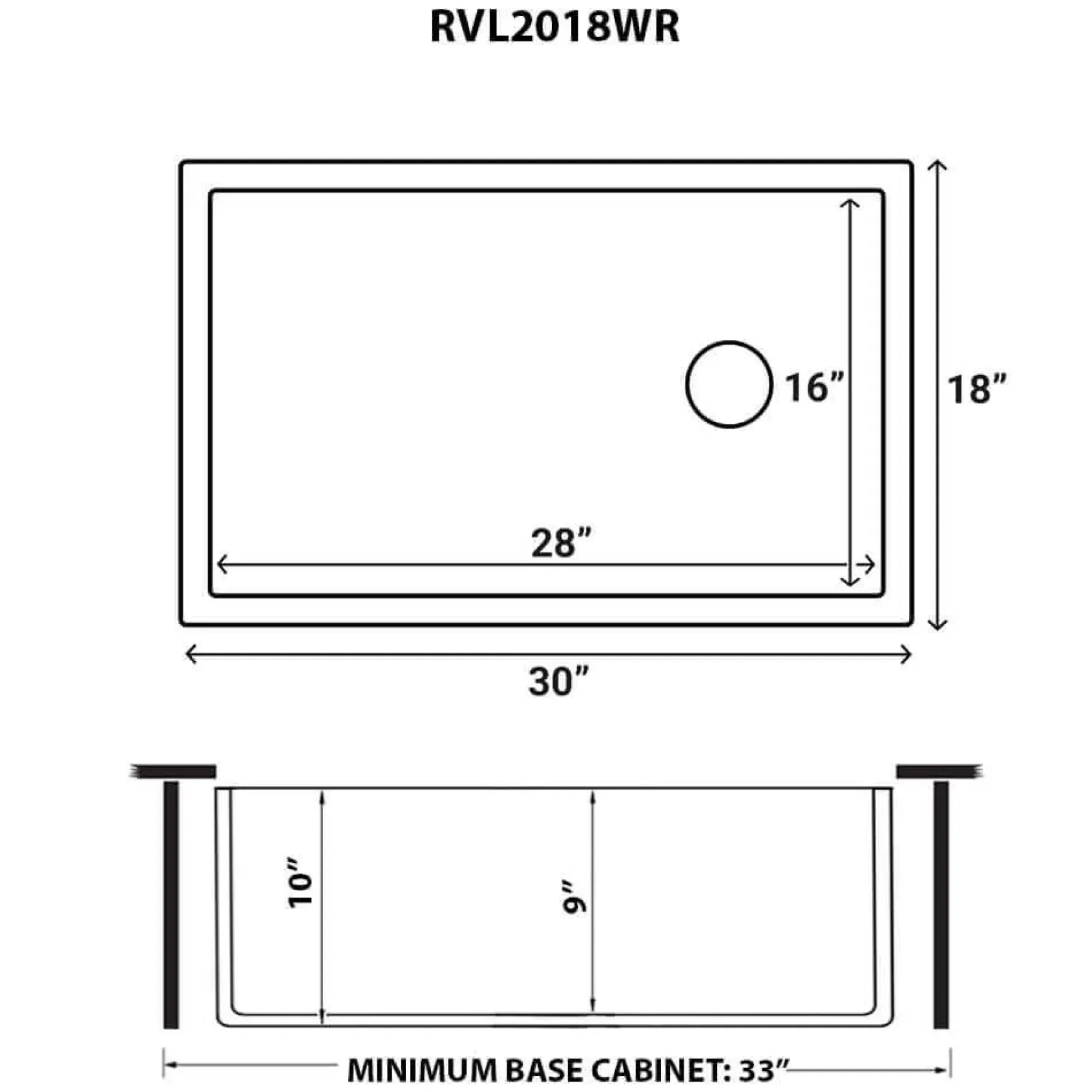 Ruvati Fiamma 30" Fireclay Offset Drain Farmhouse Sink, White, Right Drain, RVL2018WR