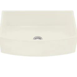 Ruvati Fiamma 33 inch Fireclay Biscuit Farmhouse Kitchen Sink Bow Front Curved Apron Single Bowl, RVL2398BS