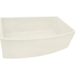 Ruvati Fiamma 33 inch Fireclay Biscuit Farmhouse Kitchen Sink Bow Front Curved Apron Single Bowl, RVL2398BS