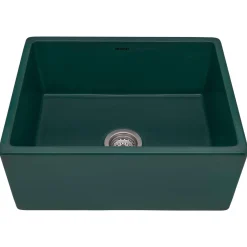 Ruvati Fiamma 23-inch Fireclay Farmhouse Kitchen Laundry Utility Sink Single Bowl, Emerald Green, RVL2468EG