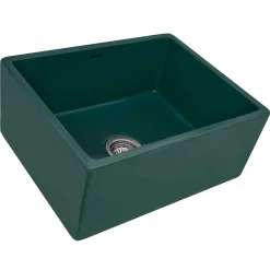 Ruvati Fiamma 23-inch Fireclay Farmhouse Kitchen Laundry Utility Sink Single Bowl, Emerald Green, RVL2468EG