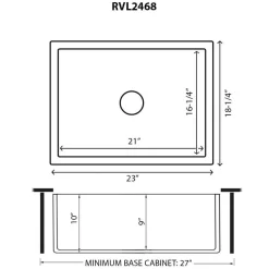 Ruvati Fiamma 23-inch Fireclay Farmhouse Kitchen Laundry Utility Sink Single Bowl, Glossy Black- RVL2468BK
