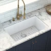 Ruvati Fiamma 27-inch Fireclay Undermount / Drop-in Topmount Kitchen Sink Single Bowl, White, RVL2707WH