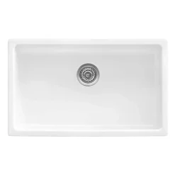 Ruvati Fiamma 27-inch Fireclay Undermount / Drop-in Topmount Kitchen Sink Single Bowl, White, RVL2707WH