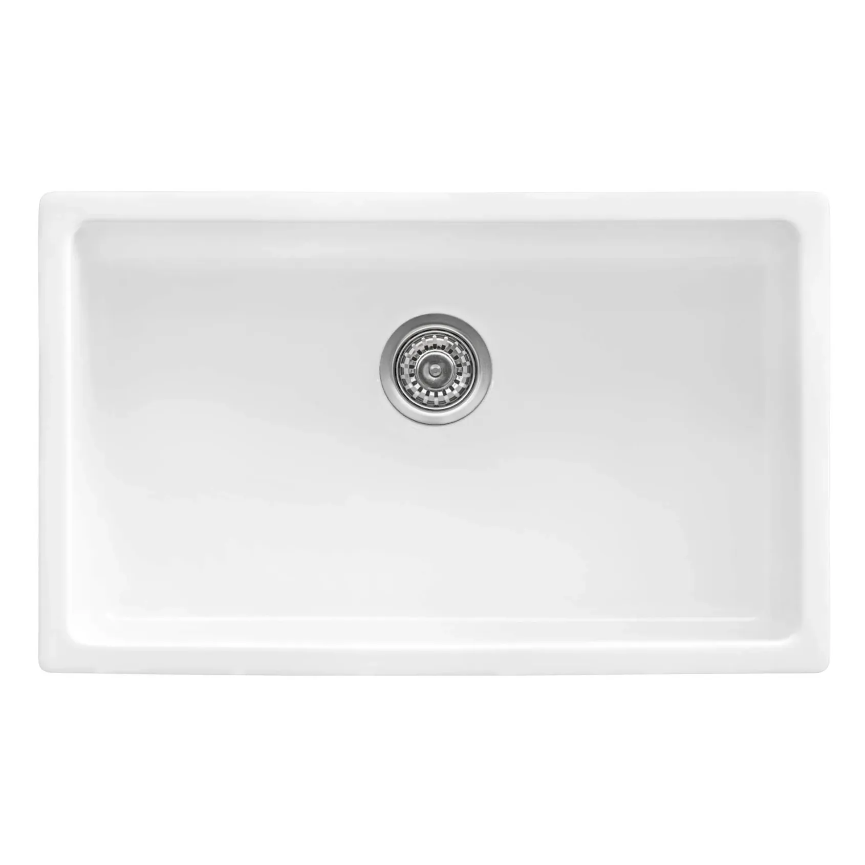 Ruvati Fiamma 27-inch Fireclay Undermount / Drop-in Topmount Kitchen Sink Single Bowl, White, RVL2707WH