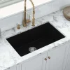 Ruvati Fiamma 27-inch Fireclay Undermount / Drop-in Topmount Kitchen Sink Single Bowl, Black, RVL2707BK