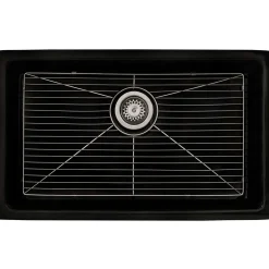 Ruvati Fiamma 27-inch Fireclay Undermount / Drop-in Topmount Kitchen Sink Single Bowl, Black, RVL2707BK