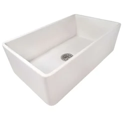 Ruvati Fiamma 33" Reversible Fireclay Apron-front Farmhouse Sink, Crackled White, RVL2300CR