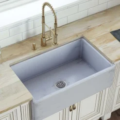 Ruvati Fiamma 33" Reversible Fireclay Apron-front Farmhouse Sink, Distressed Coastal Blue, RVL2300SB
