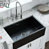 Ruvati Fiamma 30" Reversible Fireclay Apron-front Farmhouse Sink, Glossy Black, RVL2100BK
