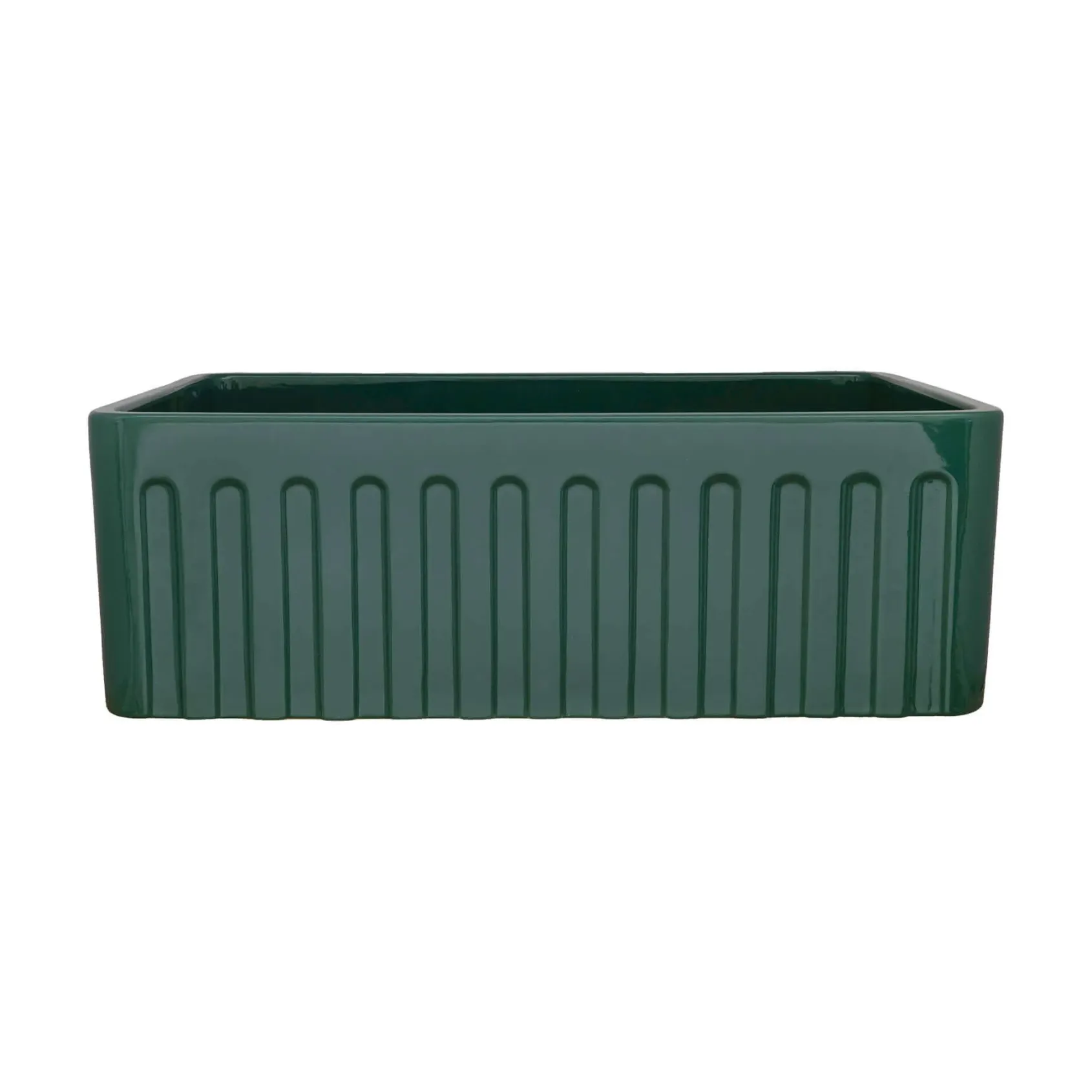 Ruvati Fiamma 30 x 20 inch Fireclay Reversible Farmhouse Apron-Front Kitchen Sink Single Bowl, Emerald Green, RVL2100EG