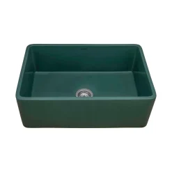 Ruvati Fiamma 30 x 20 inch Fireclay Reversible Farmhouse Apron-Front Kitchen Sink Single Bowl, Emerald Green, RVL2100EG