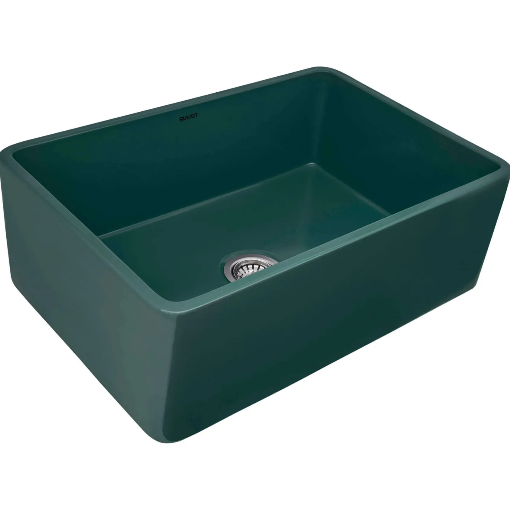 Ruvati Fiamma 30 x 20 inch Fireclay Reversible Farmhouse Apron-Front Kitchen Sink Single Bowl, Emerald Green, RVL2100EG