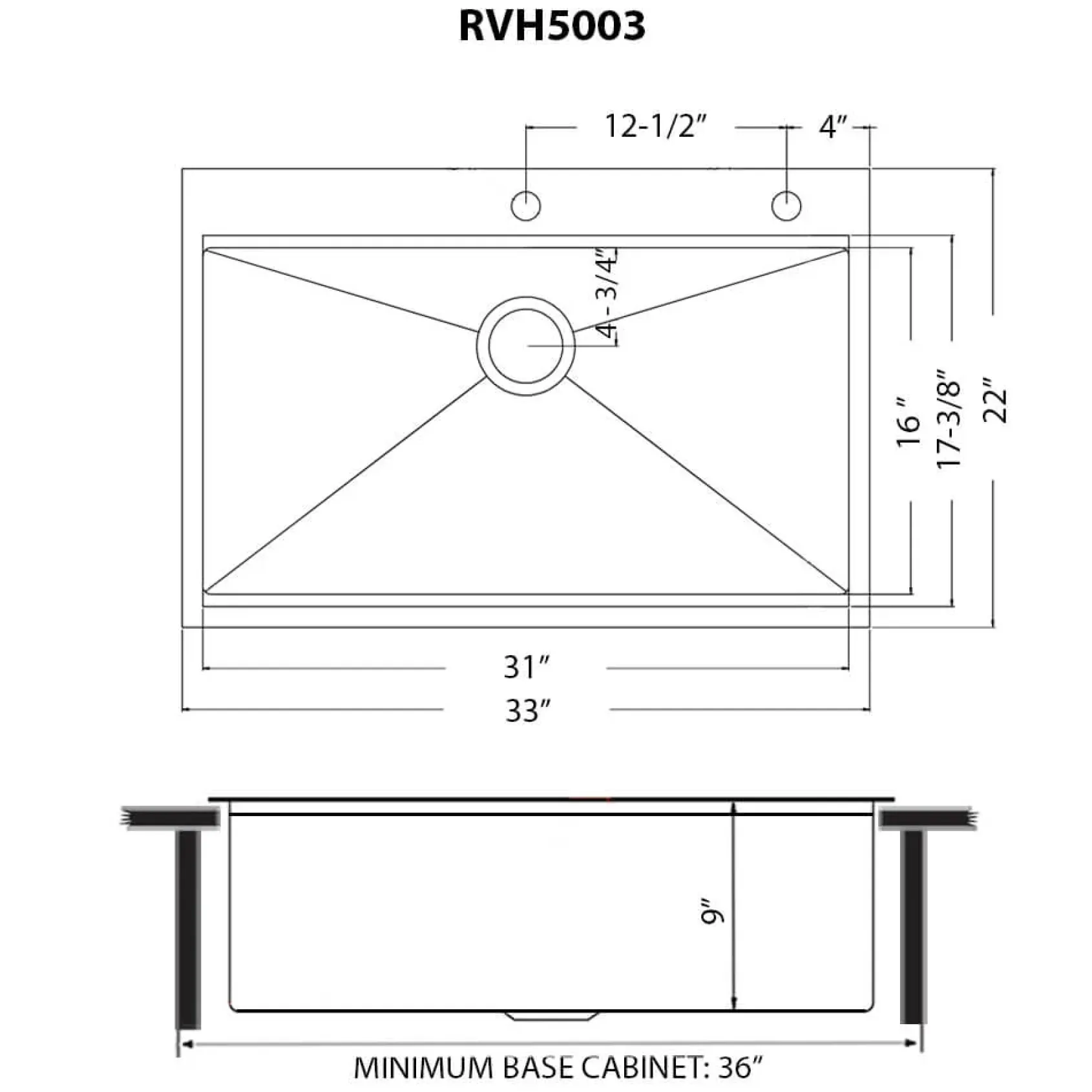 Ruvati Giana 33" Drop-in Topmount Stainless Steel Workstation Kitchen Sink, Matte Gold Brass Tone, 16 Gauge, RVH5003GG