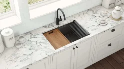 Ruvati Giana 30-inch Gunmetal Black Stainless Steel Workstation Undermount Kitchen Sink Single Bowl, 16, RVH6530BL