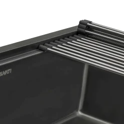 Ruvati Giana 30-inch Gunmetal Black Stainless Steel Workstation Undermount Kitchen Sink Single Bowl, 16, RVH6530BL