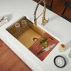 Ruvati Giana 27" Undermount Stainless Steel Workstation Kitchen Sink, Matte Gold Brass Tone, 16 Gauge, RVH6527GG