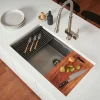 Ruvati Giana 27" Undermount Stainless Steel Workstation Kitchen Sink, Gunmetal Matte Black, 16 Gauge, RVH6527BL