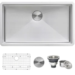 Ruvati Gravena 35" Undermount Stainless Steel Kitchen Sink, 16 Gauge, Rounded Corners, RVH7466